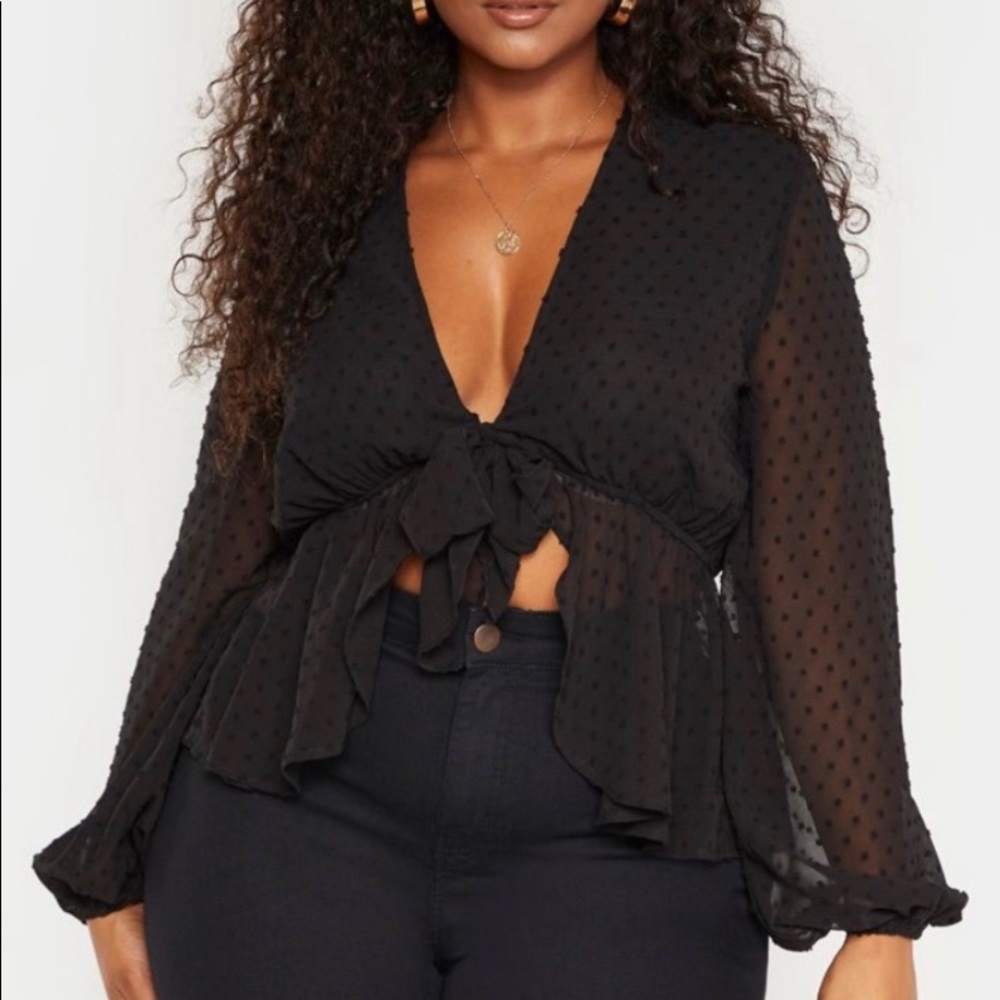 PLT black tie polka dot top